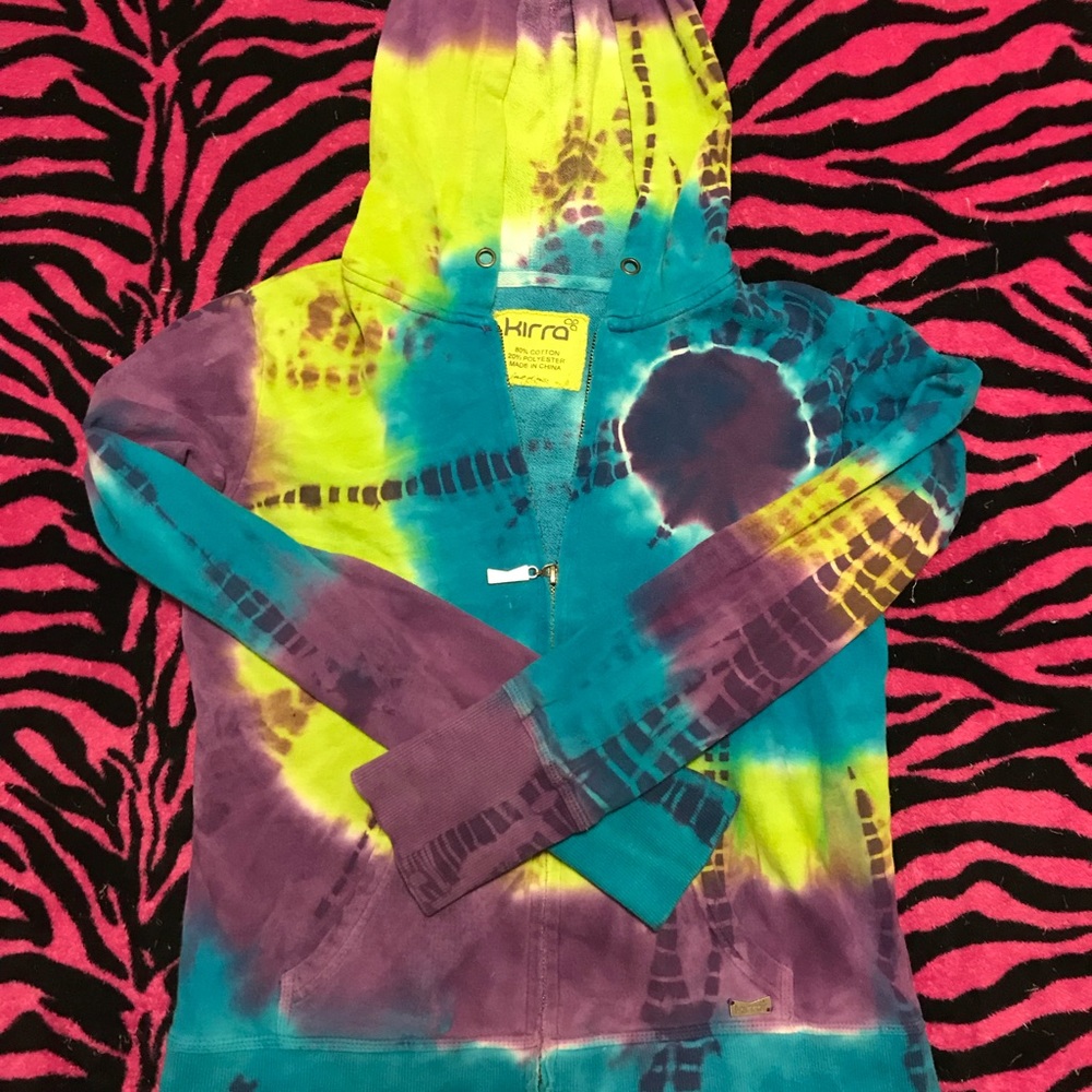 Kirra Tie Dye Hoodie Size Medium Blue & Green